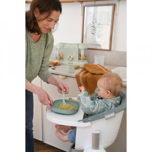 Coffret repas bébé en silicone 4 pièces vert sauge et vert de gris Beaba