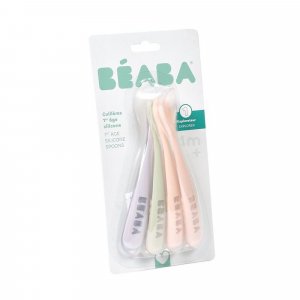 Lot de 4 cuillères bébé 1er âge silicone barbe à papa Beaba