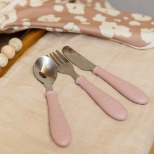 Set de 3 couverts bébé en inox barbe à papa Beaba