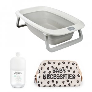 Baignoire eazy pop camélé'o - gris velours + baby cologne 100ml + trousse baby necessities canvas leopard Beaba