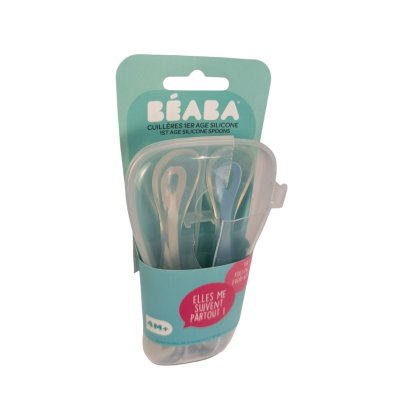 Lot de 2 cuillères 1er âge silicone avec boîte de transport windy blue