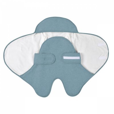Couverture babynomade double polaire 0-6m bleu baltique et blanc