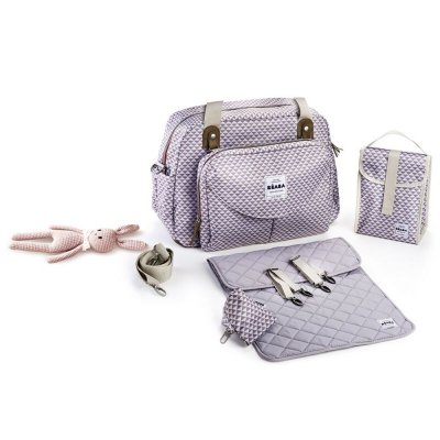 Sac à langer genève play print gris et corail