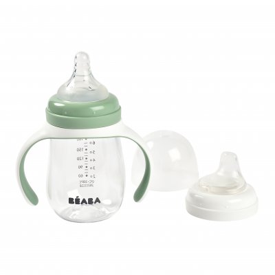 BEABA Biberon d'apprentissage 2 en 1 210 ml - vert sauge Allobébé Les summer Days de Beaba