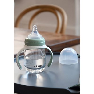 Biberon d’apprentissage bébé 2 en 1 210 ml vert sauge