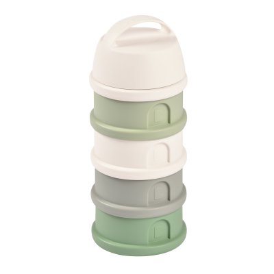 Boîte doseuse de lait empilable 4 compartiments cotton white et sage green