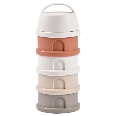 BEABA Boîte doseuse empilable 4 compartiments - cotton white / terracotta Allobébé Les summer Days de Beaba