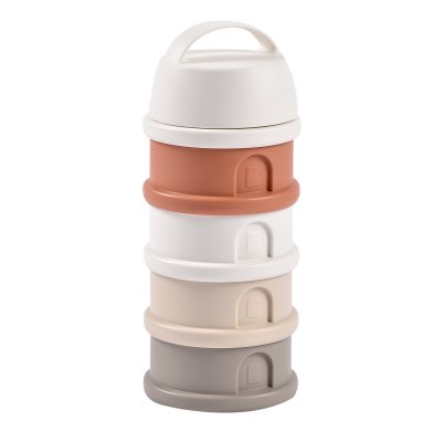 Boîte doseuse de lait empilable 4 compartiments cotton white et terracotta