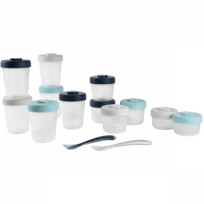 BEABA Lot de 12 pots de conservations + cuillères 1er âge storm