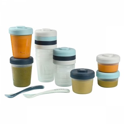 Lot de 12 pots de conservations + cuillères 1er âge storm