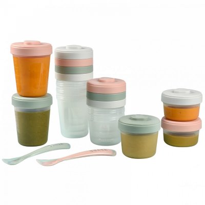 BEABA Lot de 12 pots de conservations + cuillères 1er âge eucalyptus