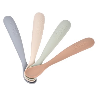 Lot de 4 cuillères bébé 1er âge silicone natural
