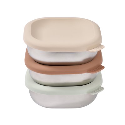 Lot de 3 boîtes repas bébé en inox 250 ml natural