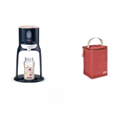 BEABA Préparateur de biberon bib expresso new nightblue avec pochette isotherme terracota