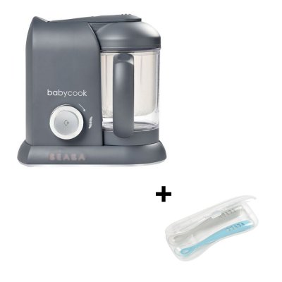 BEABA Pack babycook solo dark grey+ lot de 2 cuillères en silicone