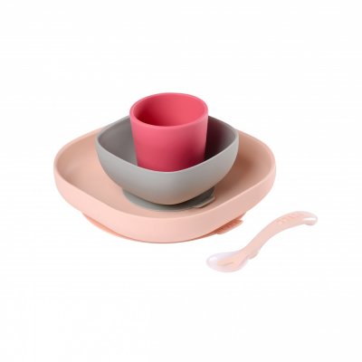 Coffret repas vaisselle silicone 4 pièces pink