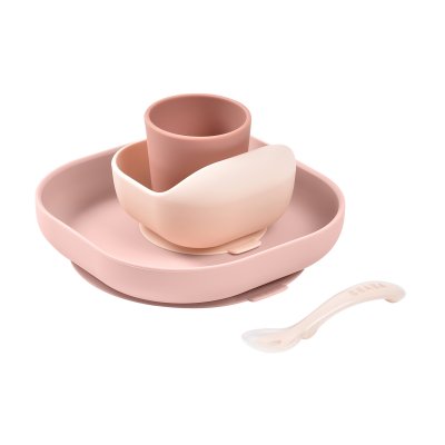 Coffret repas bébé en silicone 4 pièces barbe à papa