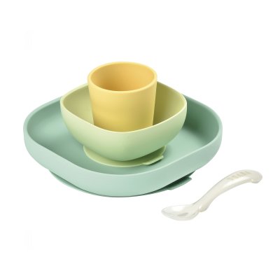 Coffret repas vaisselle silicone 4 pièces yellow