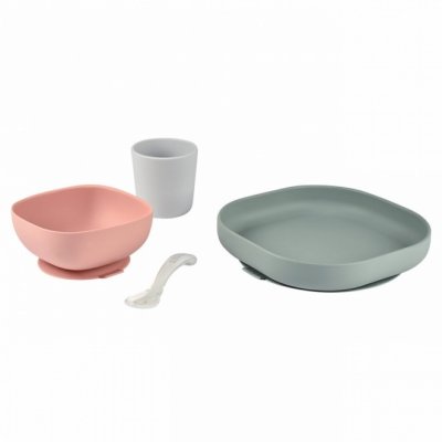 Coffret vaisselle 4 pièces en silicone eucalyptus