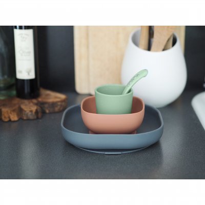 Coffret vaisselle 4 pièces en silicone minéral