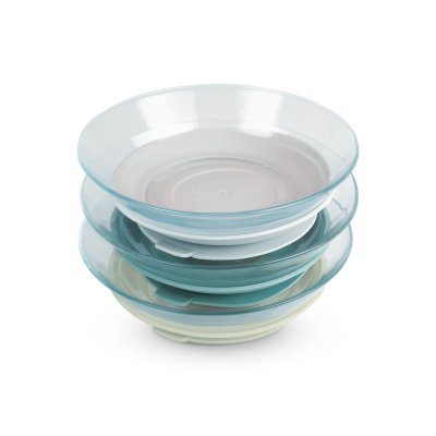 Lot de 3 assiettes bébé en verre misty green