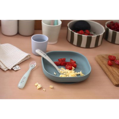 Lot de 4 cuillères bébé 1er âge silicone galet