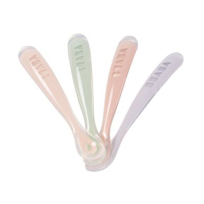 Lot de 4 cuillères bébé 1er âge silicone barbe à papa