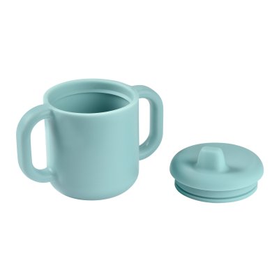 Tasse d’apprentissage bébé en silicone avec anses blue