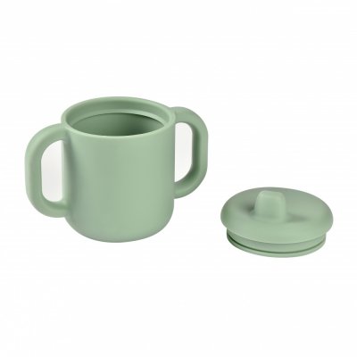 Tasse d’apprentissage bébé en silicone avec anses sage green