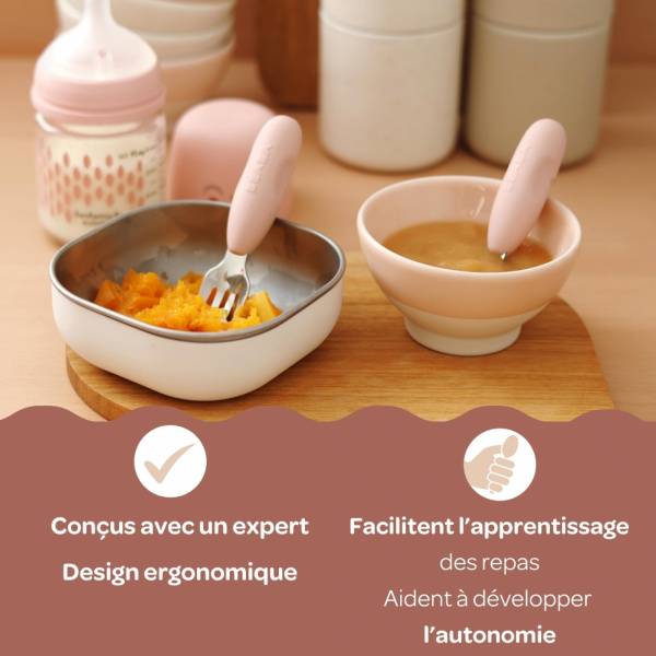 Lot de 2 pré-couverts inox - barbe à papa Beaba