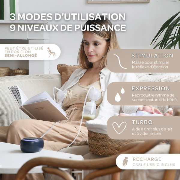 Tire-lait électrique double pompe sans fil night blue Beaba