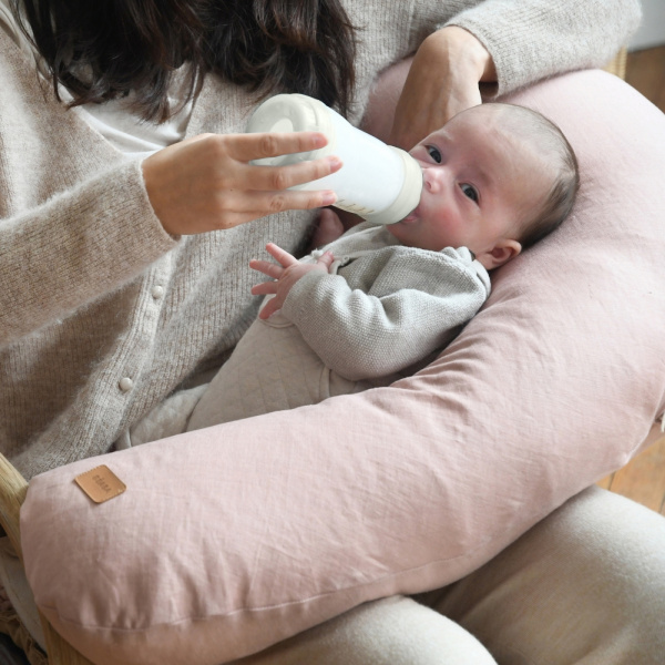 Coussin d’allaitement big flopsy lin vintage rose Beaba