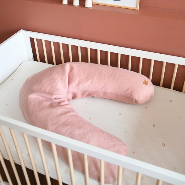 Coussin d’allaitement big flopsy lin vintage rose Beaba
