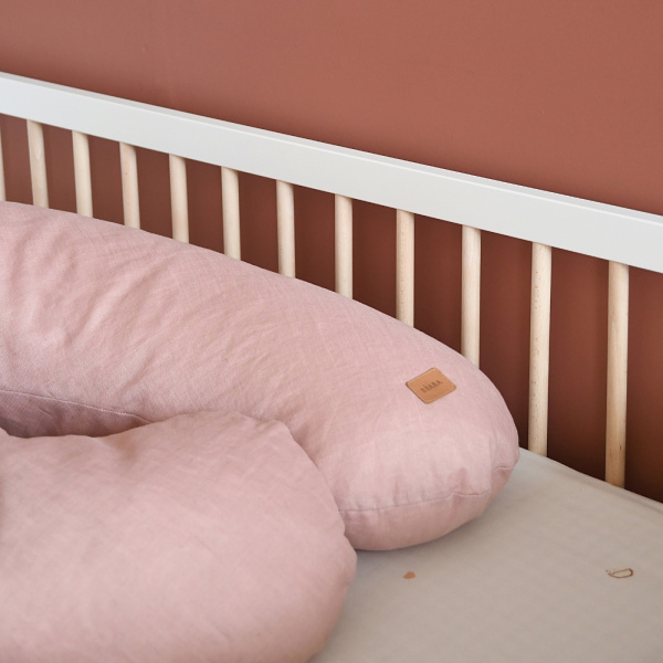 Coussin d’allaitement big flopsy lin vintage rose Beaba