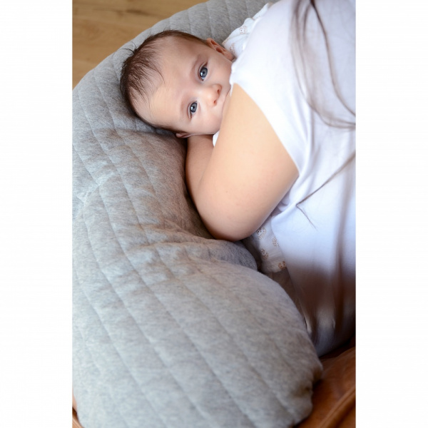 Coussin d’allaitement big flopsy fleur de coton gris chiné Beaba