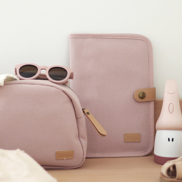 Protège carnet de santé canvas rose poudré Beaba