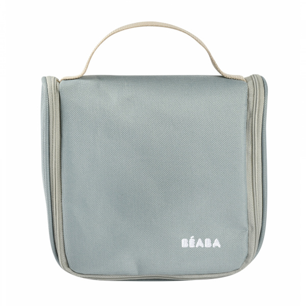 Valise avec l'assise de voyage + trousse de toilette nomade 9 accessoires vert sauge + tasse d'apprentissage 360° sage green - beaba Beaba