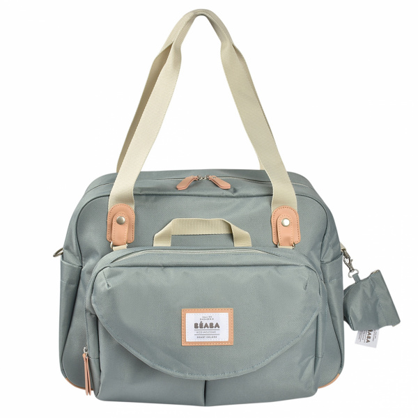 Sac à langer genève vert sauge + pochette repas isotherme vert sauge + sucette réversible colour essence 6/18 mois sauge Beaba