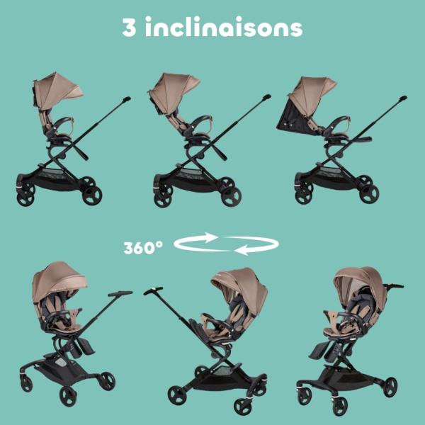 Poussette rotative baby cruiser 360° micro by béaba pralin Beaba