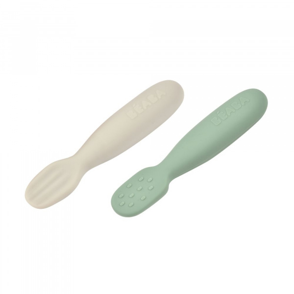 Robot babycook neo night blue + lot de 2 pré-cuillères en silicone - sage green/velvet grey + bol silicone ventouse - grey Beaba