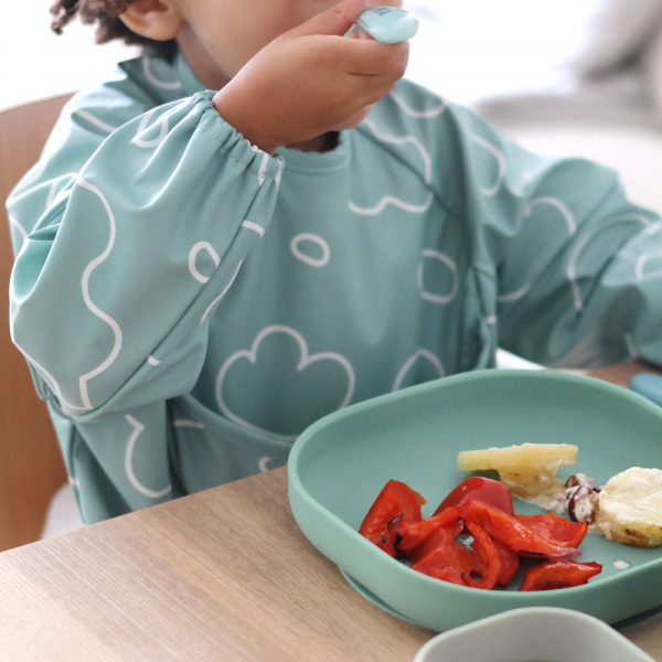 Robot babycook neo gris mineral + bavoir à manches évolutif et 2 en 1 - sage green + coffret repas verre eucalyptus Beaba