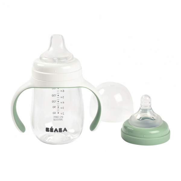 Biberon d’apprentissage bébé 2 en 1 210 ml vert sauge Beaba