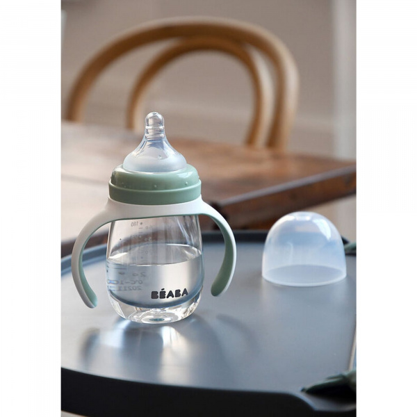 Biberon d’apprentissage bébé 2 en 1 210 ml vert sauge Beaba