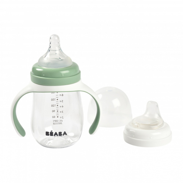 Biberon d’apprentissage bébé 2 en 1 210 ml vert sauge Beaba