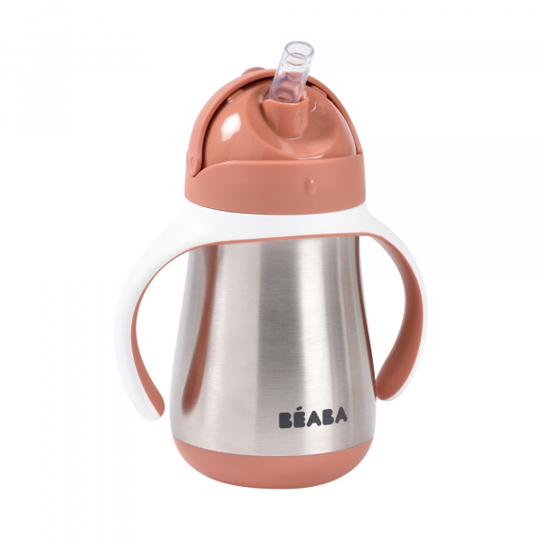 Tasse à paille bébé inox 250 ml terracotta Beaba
