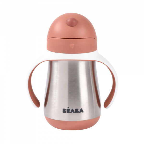 Tasse à paille bébé inox 250 ml terracotta Beaba