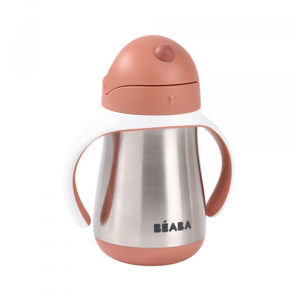 Tasse à paille bébé inox 250 ml terracotta Beaba