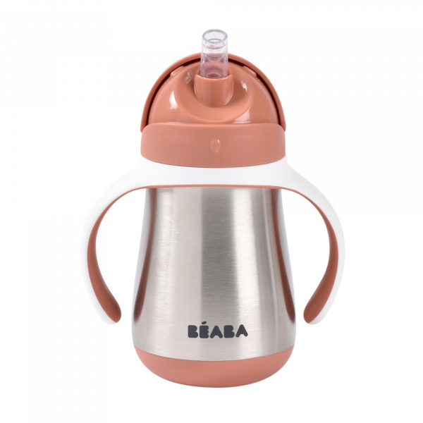Tasse à paille bébé inox 250 ml terracotta Beaba