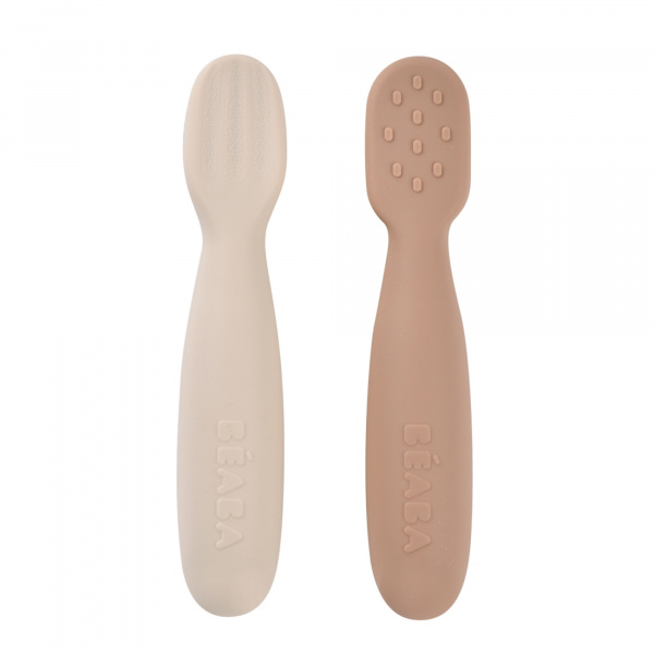 Lot de 2 pré-cuillères en silicone - pralin/argile Beaba