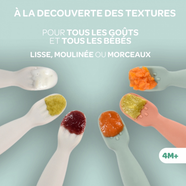 Lot de 2 pré-cuillères en silicone - barbe à papa/guimauve Beaba